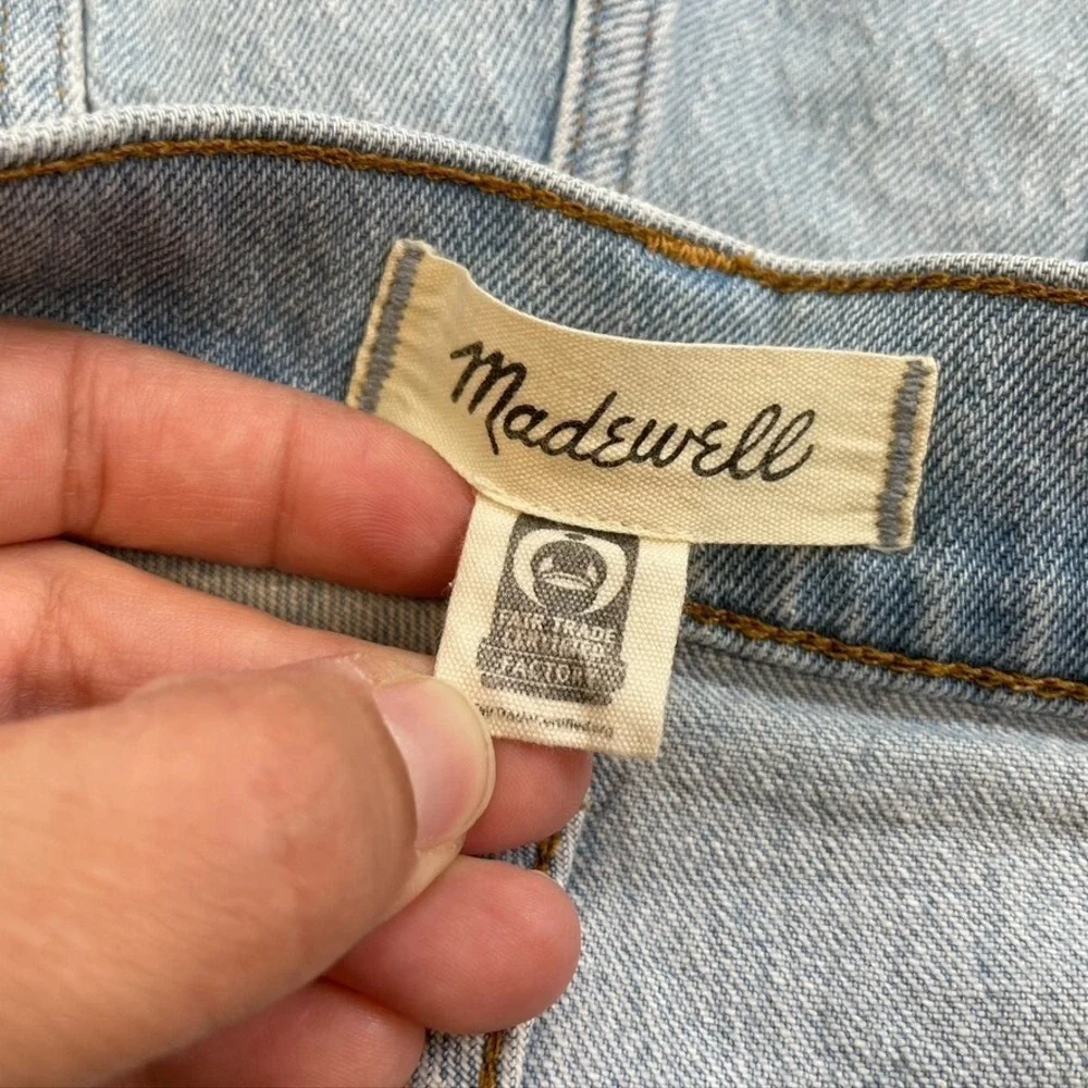 Madewell The Perfect Mid Length Jean Short Womens 30 10 Denim Distress Festival